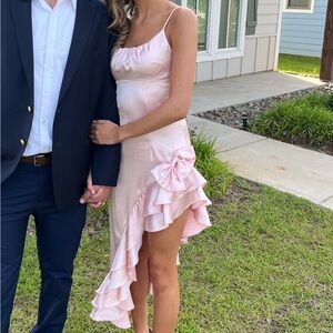 Pink Midi Dress with Bow